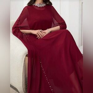 Elegant Burgundy Evening Gown 2 piece